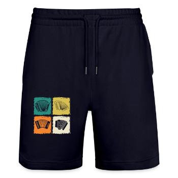 Accordion Player Accordion - Stanley/Stella Trainer Unisex Organic Jogging Shorts - dark navy - Front - Nik (191cm) & Marisol (170cm)
