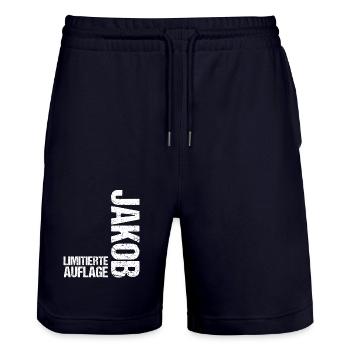 Jacob - Stanley/Stella Trainer Unisex Organic Jogging Shorts - dark navy - Front - Nik (191cm) & Marisol (170cm)
