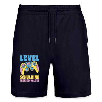 Daycare Leavers School Enrollment Schoolchild - Stanley/Stella Trainer Unisex Organic Jogging Shorts - dark navy - Front - Nik (191cm) & Marisol (170cm)