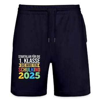 Inscription à l’école primaire de Kita Farewell 2025 - Short de jogging bio TRAINER Stanley/Stella unisexe - marine foncé - Devant - Nik (191cm) & Marisol (170cm)