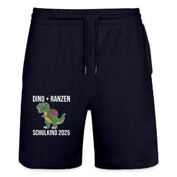Kita Abschied Erste Klasse Einschulung 2025 - Stanley/Stella Unisex Bio Joggingshorts Trainer  - Dark navy - Vorne - Nik (191cm) & Marisol (170cm)