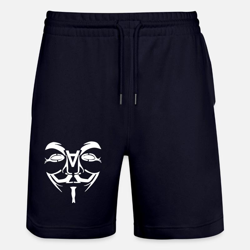Anonymous Design Face with A - Stanley/Stella Trainer Unisex Organic Jogging Shorts - dark navy