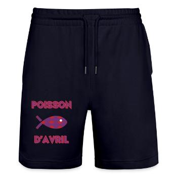 POISSON D'AVRIL - Short de jogging bio TRAINER Stanley/Stella unisexe - marine foncé - Devant - Nik (191cm) & Marisol (170cm)