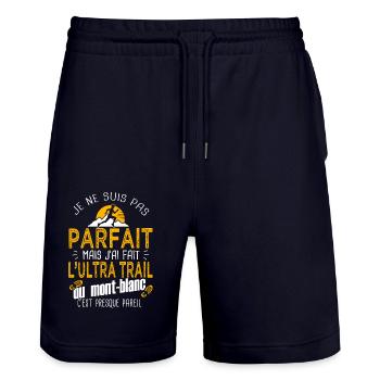 pas parfait ultra trail mont blanc runner - Short de jogging bio TRAINER Stanley/Stella unisexe - marine foncé - Devant - Nik (191cm) & Marisol (170cm)