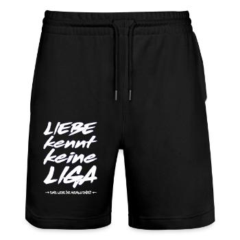 Liebe kennt keine Liga - Gelsenkirchen Ruhrpott - Stanley/Stella Unisex Bio Joggingshorts Trainer  - Schwarz - Vorne - Nik (191cm) & Marisol (170cm)