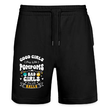 Billiards Training Cue Ball - Stanley/Stella Trainer Unisex Organic Jogging Shorts - black - Front - Nik (191cm) & Marisol (170cm)