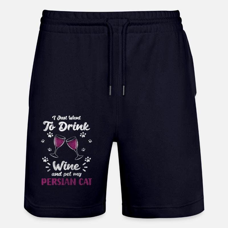 Chat persan à poil long - Short de jogging bio TRAINER Stanley/Stella unisexe - marine foncé