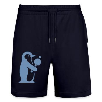 Penguin Table Tennis Table Tennis Player Silhouette - Stanley/Stella Trainer Unisex Organic Jogging Shorts - dark navy - Front - Nik (191cm) & Marisol (170cm)