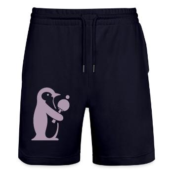 Penguin Table Tennis Table Tennis Player Silhouette - Stanley/Stella Trainer Unisex Organic Jogging Shorts - dark navy - Front - Nik (191cm) & Marisol (170cm)
