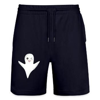 Kawaii Ghost Ghosts Halloween Halloween Costume - Stanley/Stella Trainer Unisex Organic Jogging Shorts - dark navy - Front - Nik (191cm) & Marisol (170cm)