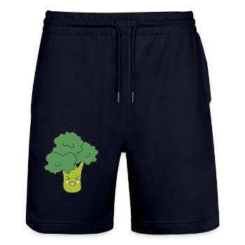 Kawaii Brokkoli Gemüse vegan - Stanley/Stella Unisex Bio Joggingshorts Trainer  - Dark navy - Vorne - Nik (191cm) & Marisol (170cm)