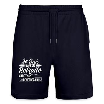 Ich gehe bald in Rente - Geschenk für zukünftige Rentner - Stanley/Stella Unisex Bio Joggingshorts Trainer  - Dark navy - Vorne - Nik (191cm) & Marisol (170cm)