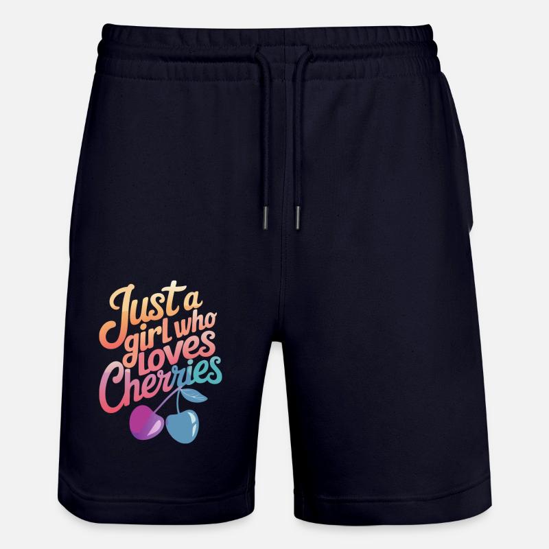 Kirsche Kirschen Früchte Essen - Stanley/Stella Unisex Bio Joggingshorts Trainer  - Dark navy