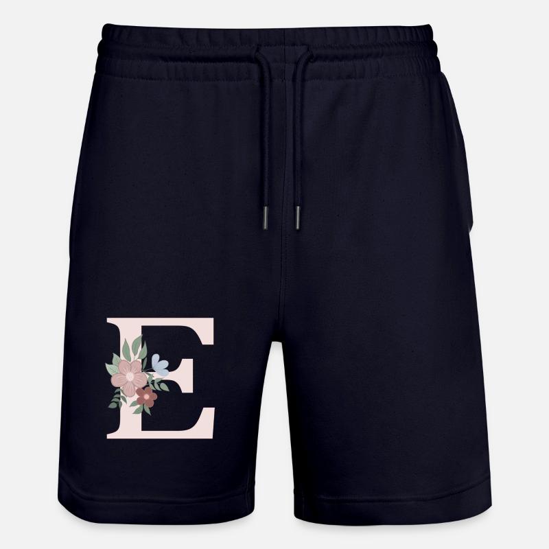 Lettre E avec fleur rose - Short de jogging bio TRAINER Stanley/Stella unisexe - marine foncé