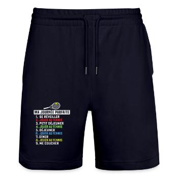 My Perfect Day Playing Tennis - Stanley/Stella Trainer Unisex Organic Jogging Shorts - dark navy - Front - Nik (191cm) & Marisol (170cm)