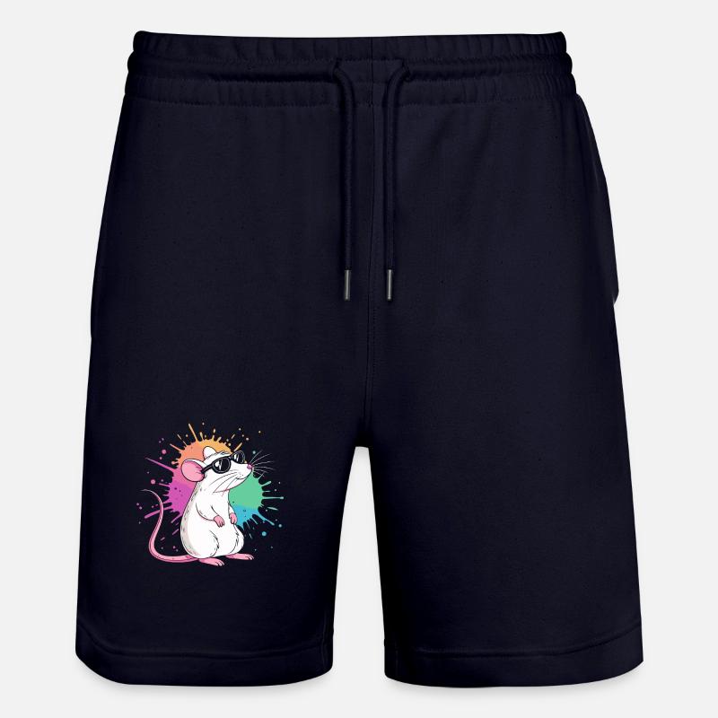 Elegante Ratte unter farbigen Splittern - Stanley/Stella Unisex Bio Joggingshorts Trainer  - Dark navy
