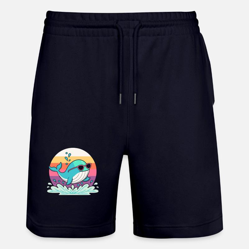 Baleine Surf Arc en Ciel Rétro - Short de jogging bio TRAINER Stanley/Stella unisexe - marine foncé