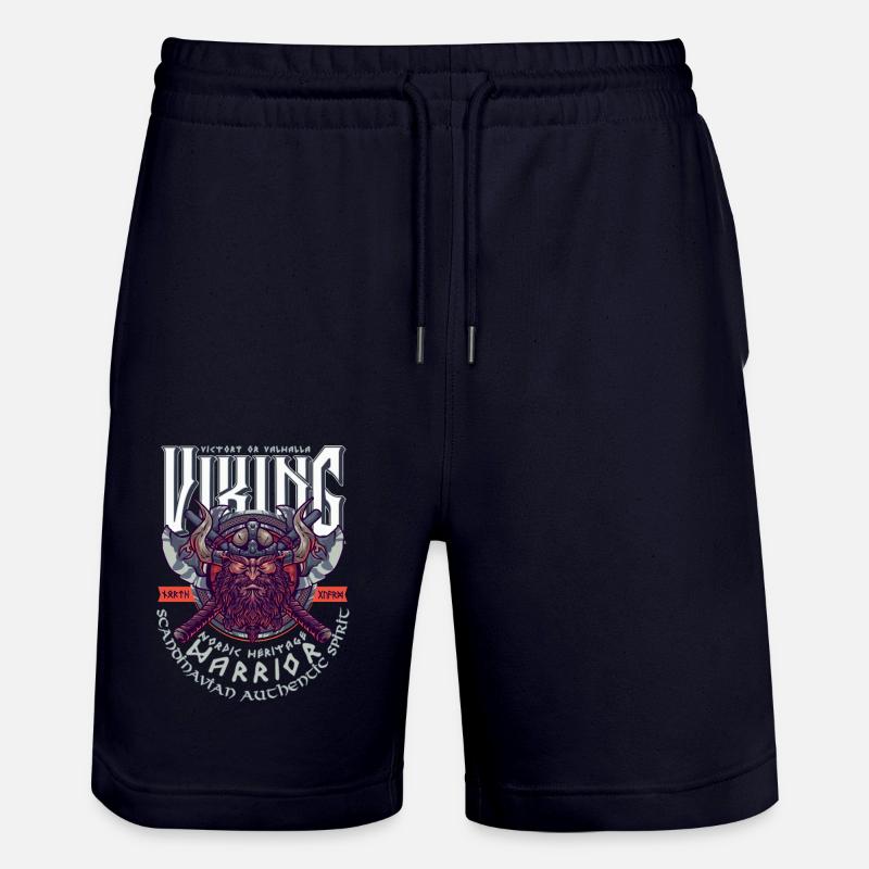 VIKING, VICTORY OR VALHALLA! - Stanley/Stella Trainer Unisex Organic Jogging Shorts - dark navy