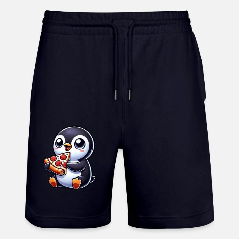 Mignon pingouin pizza dessin animé - Short de jogging bio TRAINER Stanley/Stella unisexe - marine foncé