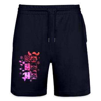 Weihnachten Weihnachtsmann Weihnachtsmann ungezogene Feiertage Winter - Stanley/Stella Unisex Bio Joggingshorts Trainer  - Dark navy - Vorne - Nik (191cm) & Marisol (170cm)