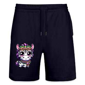 Mardi Gras Unicorn Cute Comic Kawaii - Stanley/Stella Trainer Unisex Organic Jogging Shorts - dark navy - Front - Nik (191cm) & Marisol (170cm)