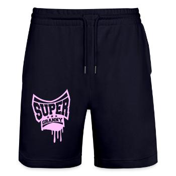 Super Granny Stamp Granny Graffiti Grandmother - Stanley/Stella Trainer Unisex Organic Jogging Shorts - dark navy - Front - Nik (191cm) & Marisol (170cm)