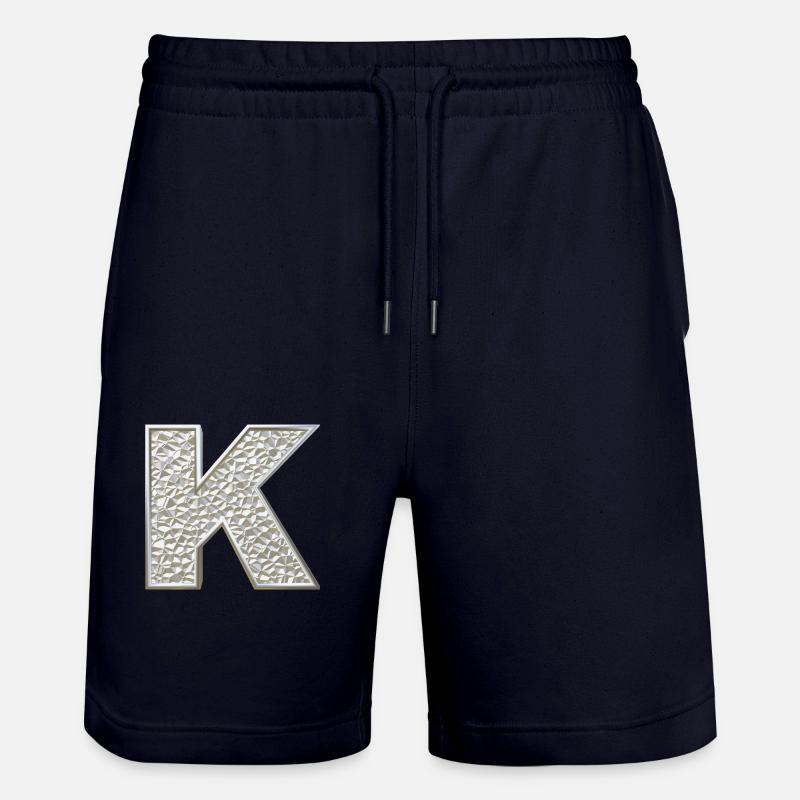 K, letter, letter K, initial, initial K, monogram, - Stanley/Stella Unisex Bio Joggingshorts Trainer - Dark navy