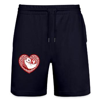 Ermine heart of Brittany - Stanley/Stella Trainer Unisex Organic Jogging Shorts - dark navy - Front - Nik (191cm) & Marisol (170cm)