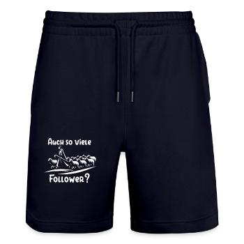 Lustiges Schäfermotiv mit Herde Schäfer und Spruch - Stanley/Stella Unisex Bio Joggingshorts Trainer  - Dark navy - Vorne - Nik (191cm) & Marisol (170cm)