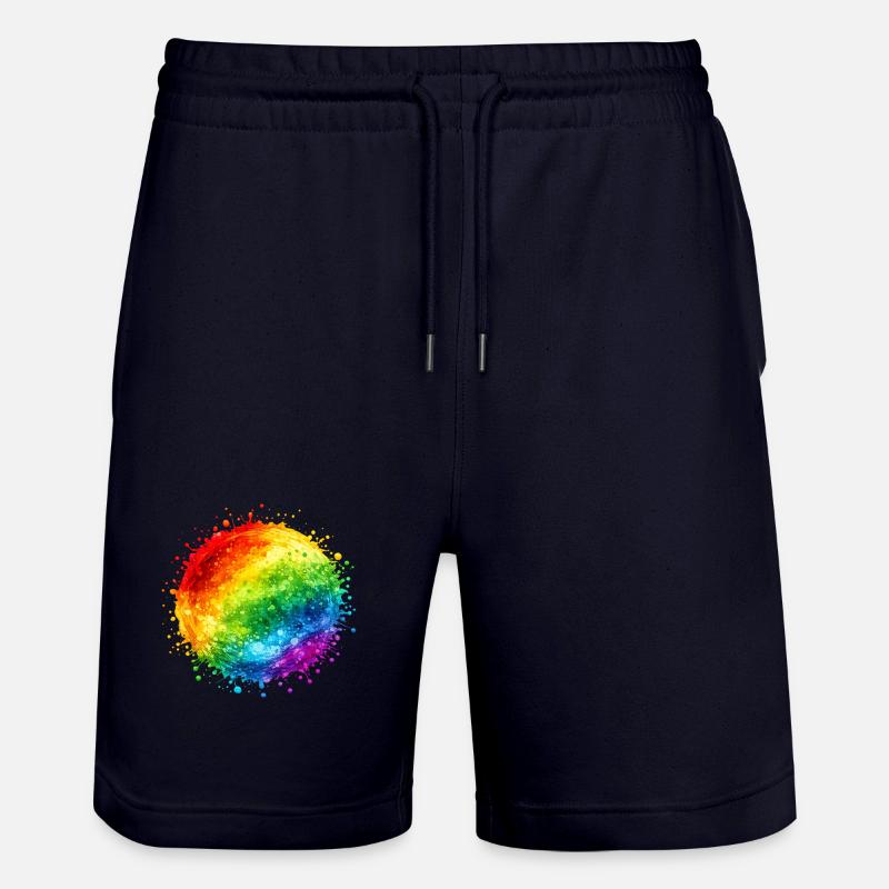 Regenbogenfarbene Farbspritzer Explosion - Stanley/Stella Unisex Bio Joggingshorts Trainer  - Dark navy