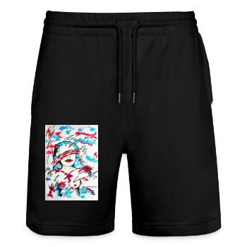 Blinded Girl - Stanley/Stella Trainer Unisex Organic Jogging Shorts - black - Front - Nik (191cm) & Marisol (170cm)