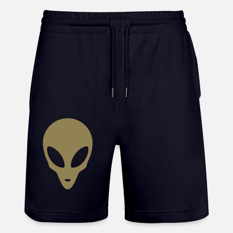 Silhouette eines Alienkopfes - Stanley/Stella Unisex Bio Joggingshorts Trainer  - Dark navy