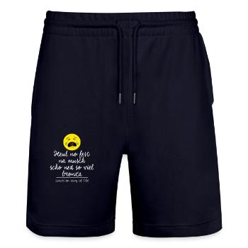 Heul no fest, na musch scho ned so viel bronza. - Stanley/Stella Unisex Bio Joggingshorts Trainer  - Dark navy - Vorne - Nik (191cm) & Marisol (170cm)