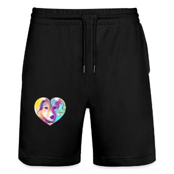 Chien - Short de jogging bio TRAINER Stanley/Stella unisexe - noir - Devant - Nik (191cm) & Marisol (170cm)