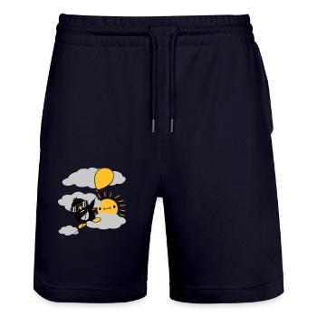 Flying Penguin Balloon Sun - Stanley/Stella Trainer Unisex Organic Jogging Shorts - dark navy - Front - Nik (191cm) & Marisol (170cm)