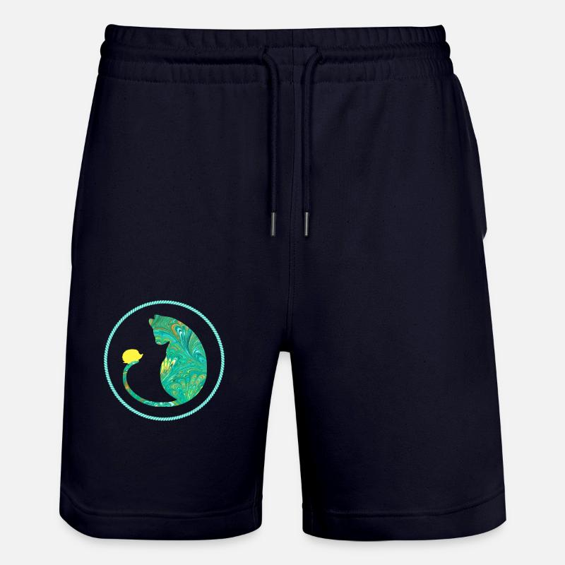 katze mit igel e 71 - Stanley/Stella Unisex Bio Joggingshorts Trainer - Dark navy