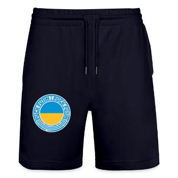 Conception du logo Puck Futin - Short de jogging bio TRAINER Stanley/Stella unisexe - marine foncé - Devant - Nik (191cm) & Marisol (170cm)