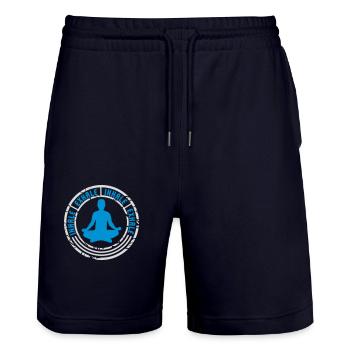 inhale exhale yoga quote - Stanley/Stella Trainer Unisex Organic Jogging Shorts - dark navy - Front - Nik (191cm) & Marisol (170cm)