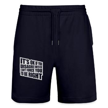 you disagree with me - Stanley/Stella Trainer Unisex Organic Jogging Shorts - dark navy - Front - Nik (191cm) & Marisol (170cm)