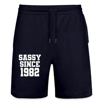 Sassy depuis 1982 drôle 40e anniversaire hommes et femmes - Short de jogging bio TRAINER Stanley/Stella unisexe - marine foncé - Devant - Nik (191cm) & Marisol (170cm)