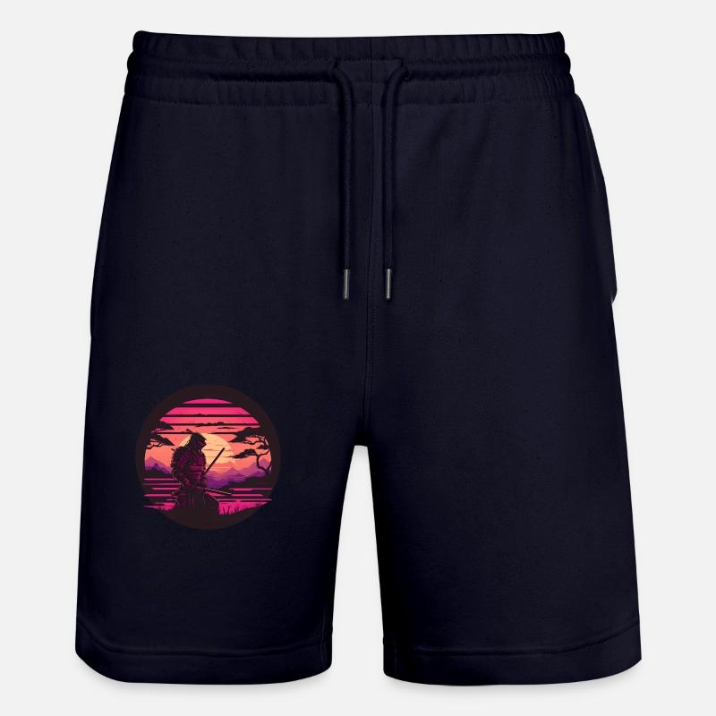 Synthwave Samurai avec katana - Short de jogging bio TRAINER Stanley/Stella unisexe - marine foncé