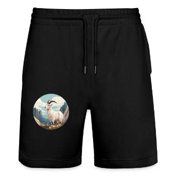 Mountain Goat - Stanley/Stella Trainer Unisex Organic Jogging Shorts - black - Front - Nik (191cm) & Marisol (170cm)