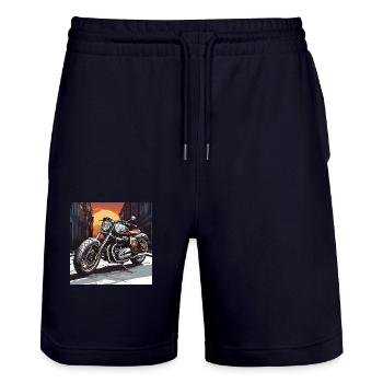 Retro Brit Bobber - Stanley/Stella Trainer Unisex Organic Jogging Shorts - dark navy - Front - Nik (191cm) & Marisol (170cm)