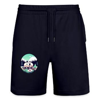 Camping Caravan Camp Gift Tents Motorhome - Stanley/Stella Trainer Unisex Organic Jogging Shorts - dark navy - Front - Nik (191cm) & Marisol (170cm)