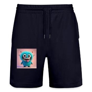 Happy Halloween cute monster scary funny spooky - Stanley/Stella Trainer Unisex Organic Jogging Shorts - dark navy - Front - Nik (191cm) & Marisol (170cm)