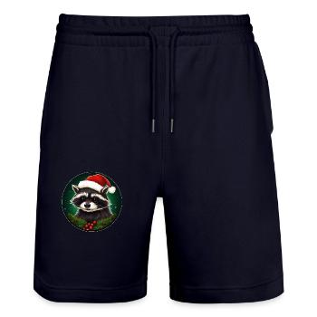 Mignon raton laveur père noël souhaite joyeux Noël - Short de jogging bio TRAINER Stanley/Stella unisexe - marine foncé - Devant - Nik (191cm) & Marisol (170cm)
