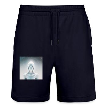 Astronomy - Stanley/Stella Trainer Unisex Organic Jogging Shorts - dark navy - Front - Nik (191cm) & Marisol (170cm)