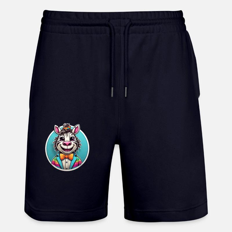 Funny Comic Zebra - Stanley/Stella Trainer Unisex Organic Jogging Shorts - dark navy