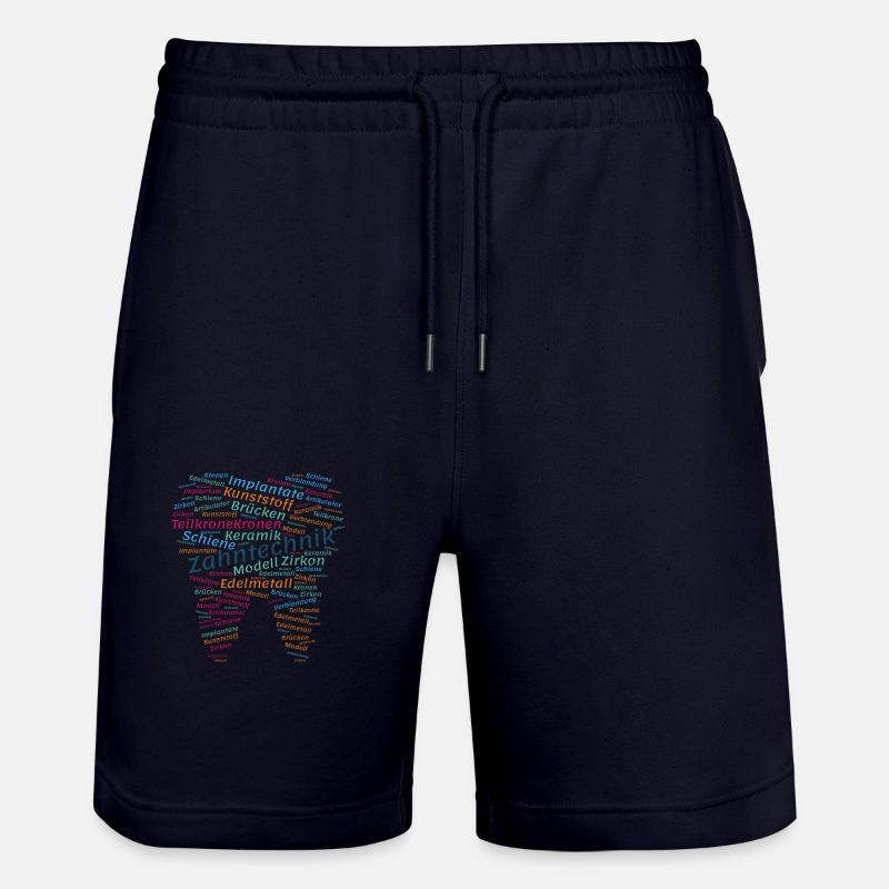 Zahntechnik Wordcloud bunt - Stanley/Stella Unisex Bio Joggingshorts Trainer  - Dark navy