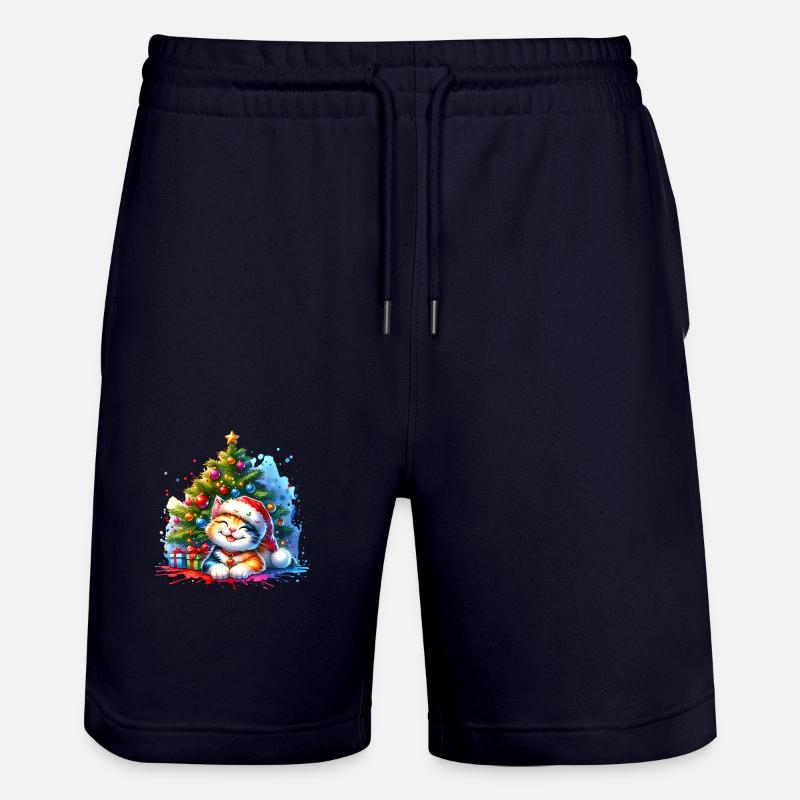 Chat mignon Noël - Short de jogging bio TRAINER Stanley/Stella unisexe - marine foncé